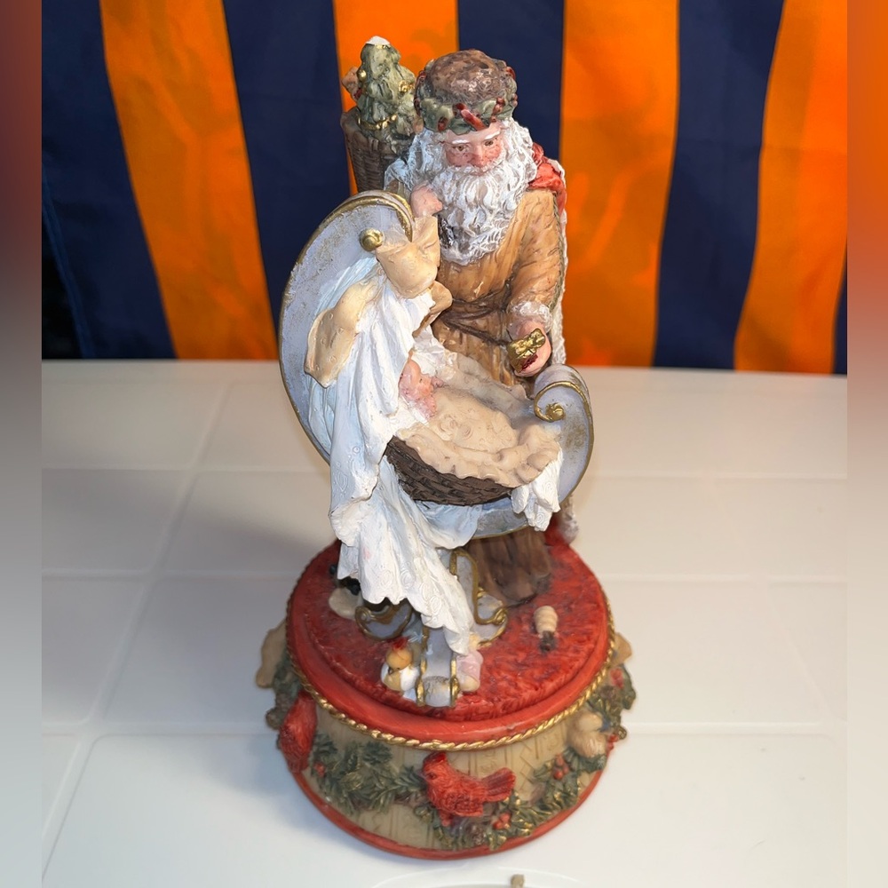Vtg St. Nicholas and Me 1994 Musical "Wish You a Merry Christmas"Resin 10" High